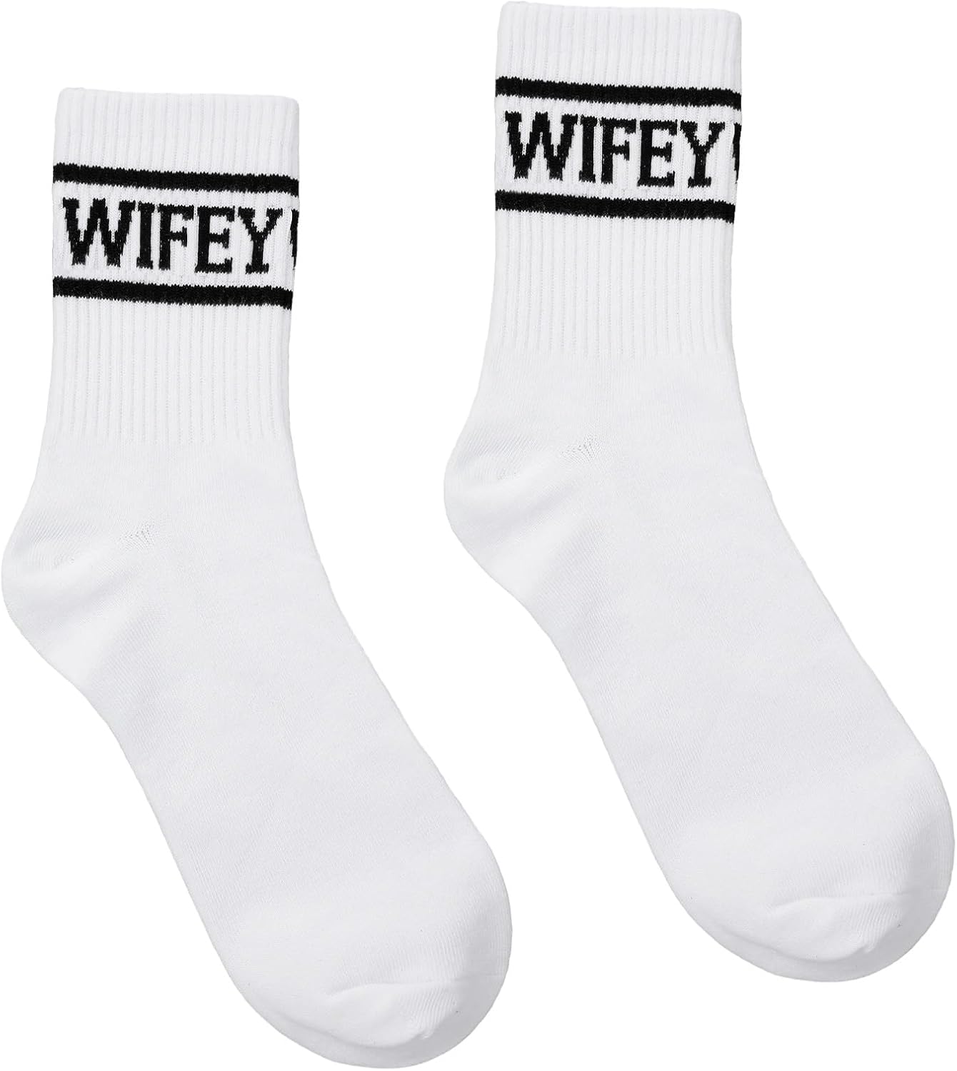 Wifey Socks Newlywed Socks Bride Sock Wedding Essentials Bride Bachelorette Gifts White with Black Text Keepsake for Women Anniversary White
