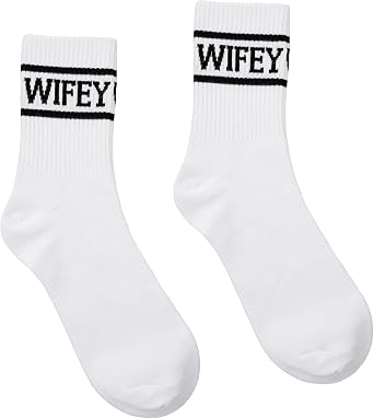 Ptwola Wifey Bride Socks White Cotton Bridesmaid Soft Bachelorette Sock Bridal Shower Gifts Wife Wedding Engagement Valentine