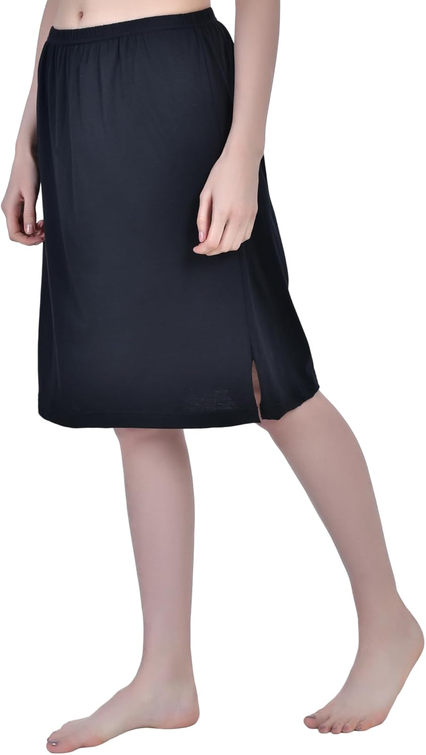 Aimly Women's Cotton Knee Length Underdress Side Slit Everyday Layers Half Slip Skirt Pack of 1 - Image 3