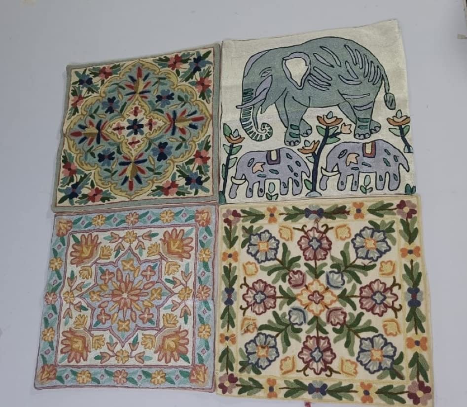 Housses de coussin broderie cachemire 40x40 cm lot de 4 pour salon