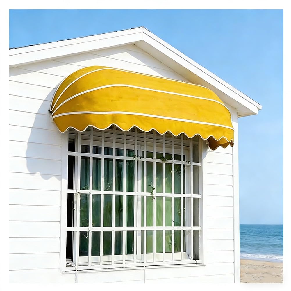 Auvent de fenêtre pliable jaune pour abri de jardin et terrasse 130cm