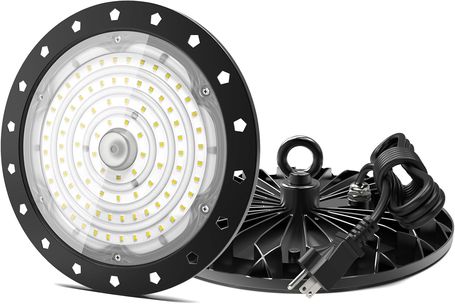 loyal LED High Bay Shop Lights: UFO Dimmable Commercial Lighting 6000K - for Warehouse Garage Workshop Gym with US Plug Cable