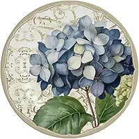 Prato de Parede Decorativo Cerâmica Flor Floral Hortênsia com Suporte Diâmetro 20cm