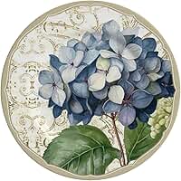 Prato de Parede Decorativo Cerâmica Flor Floral Hortênsia com Suporte Diâmetro 20cm