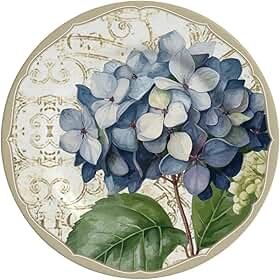 Prato de Parede Decorativo Cerâmica Flor Floral Hortênsia com Suporte Diâmetro 20cm