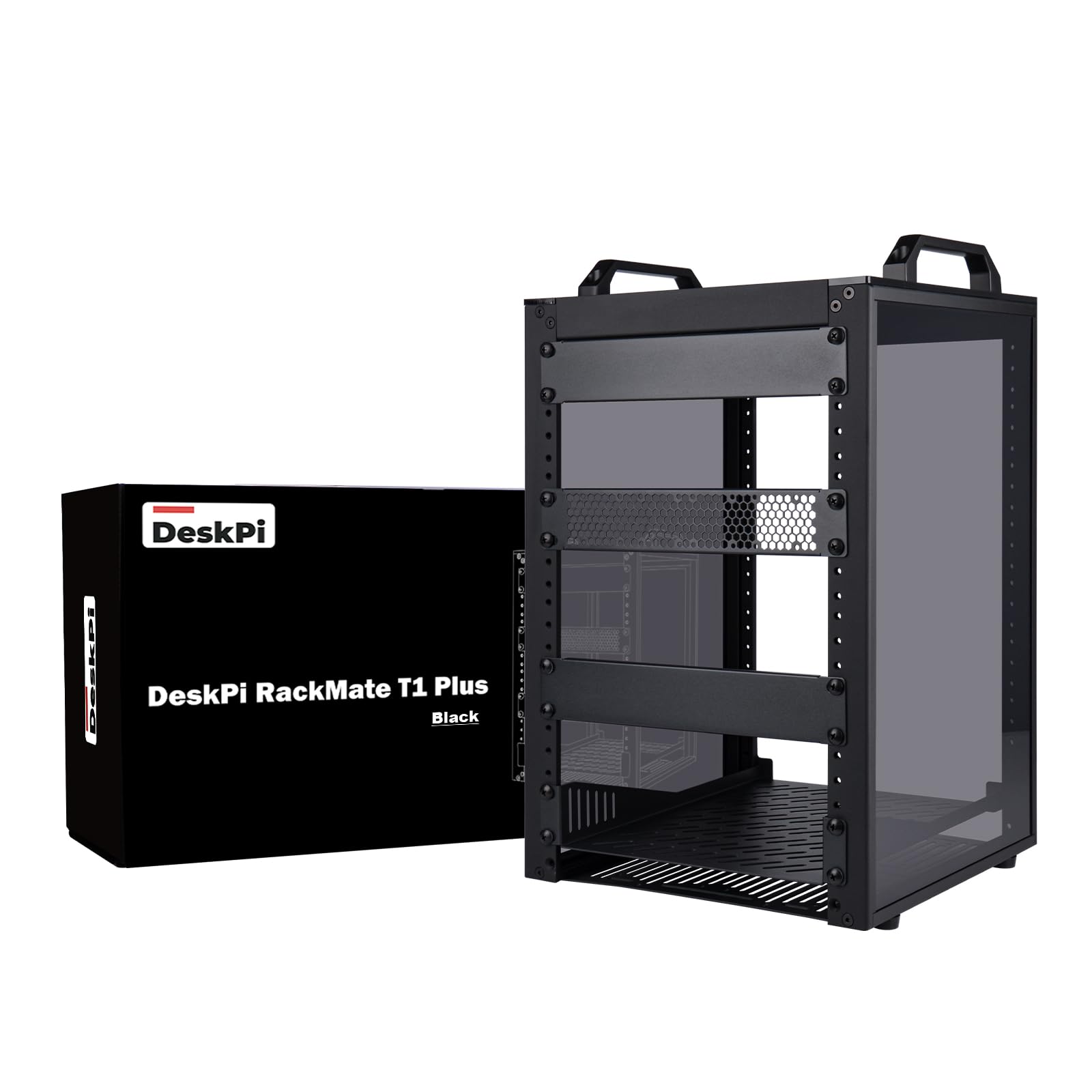 GeeekPi Szafa serwerowa 8U, DeskPi RackMate T1 Plus, 10-calowy stojak sieciowy do serwerów, sieci, urządzeń A/V, głębokość 260 mm, czarna