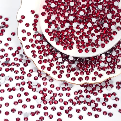 Image of 10000PCS Dark Red Rhinestones Bulk, Flat Back Crystal Glass Stone Round Gems,SS16, 3.8-4.0mm