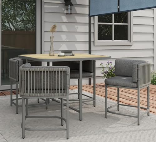 Metal Garden Furniture Conservatory Grey Rattan Compact Set Outdoor Space Saving Dining Patio Square Cube Table Cushion Chairs 4 Seater Lounge Deck 2 Metal Garden Furniture Conservatory Grey Rattan Compact Set Outdoor Space Saving Dining Patio Square Cube Table Cushion Chairs 4 Seater Lounge Deck - Image 2