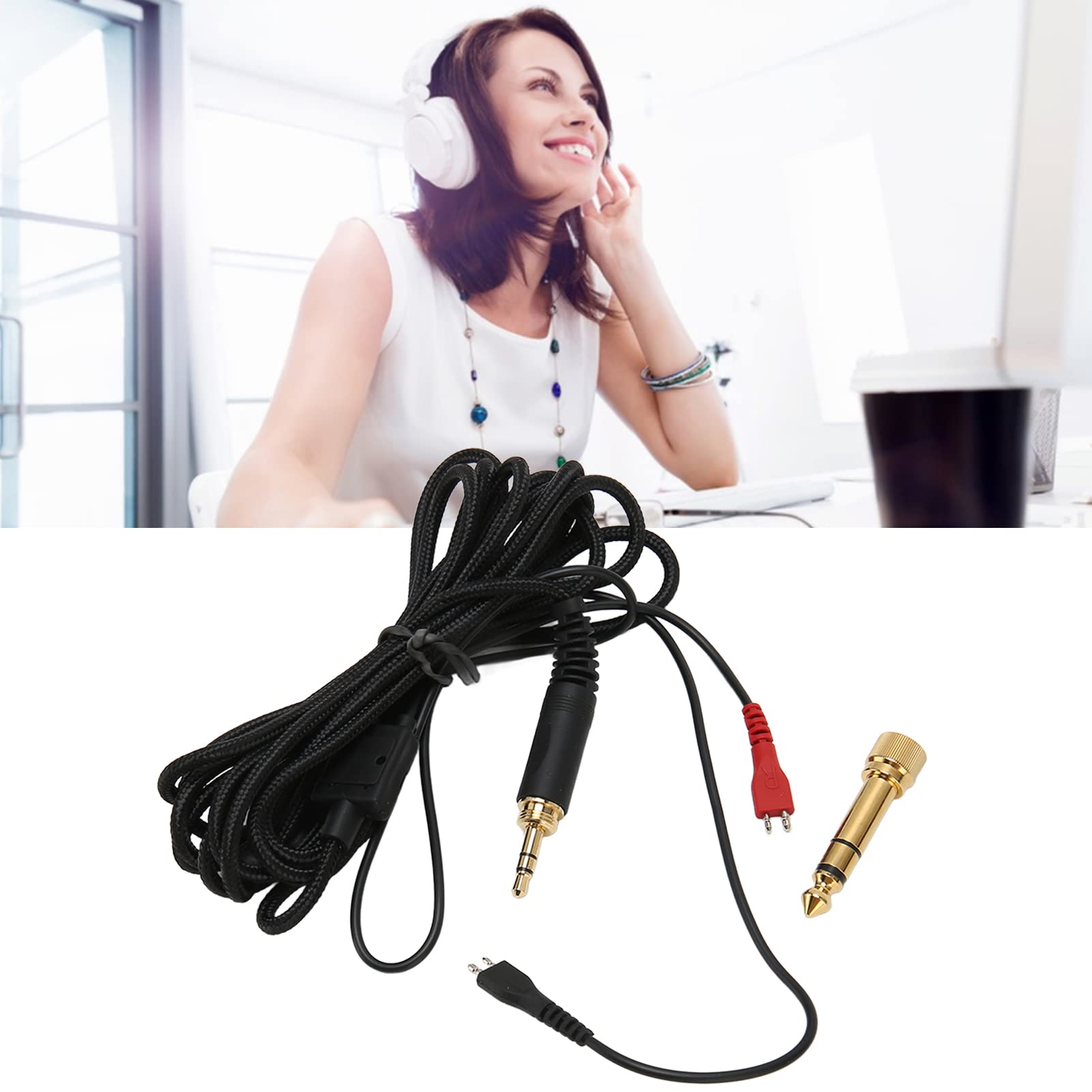 Cable de Auriculares de Repuesto, para Sennheiser HD25 560 540 480 430, Cable de Auriculares Portátil de Alambre Tejido HD de 9.8 Pies