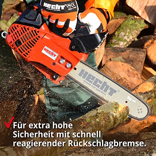 HECHT Benzin Kettensäge – 25,4 cm³ Hubraum – 30 cm Schwert – Rückschlagbremse – Kette – Kettenschmierung – 12 m/s… – Bild 8