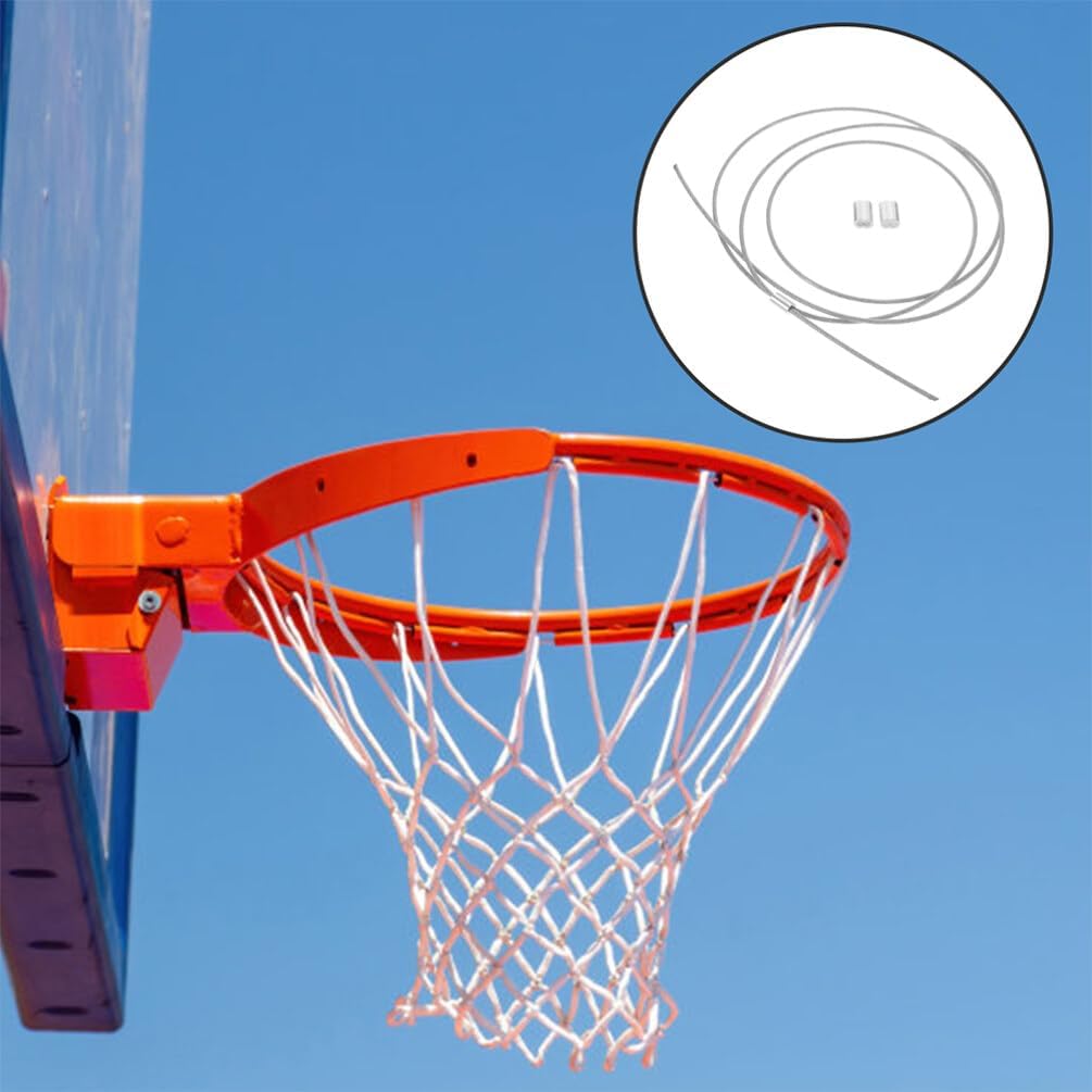 HANABASS 2 Pack Basketball Net Replacement String for Basketball Hoop Rim, Steel Wire Lacing Rope for Outdoor Indoor Heavy Duty Court Equipment