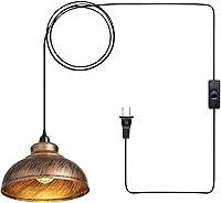 Vista 18 de Lámparas colgantes Isla de cocina: Lámpara colgante de vidrio ámbar con interruptor giratorio, base E26 - Iluminación moderna para comedor
