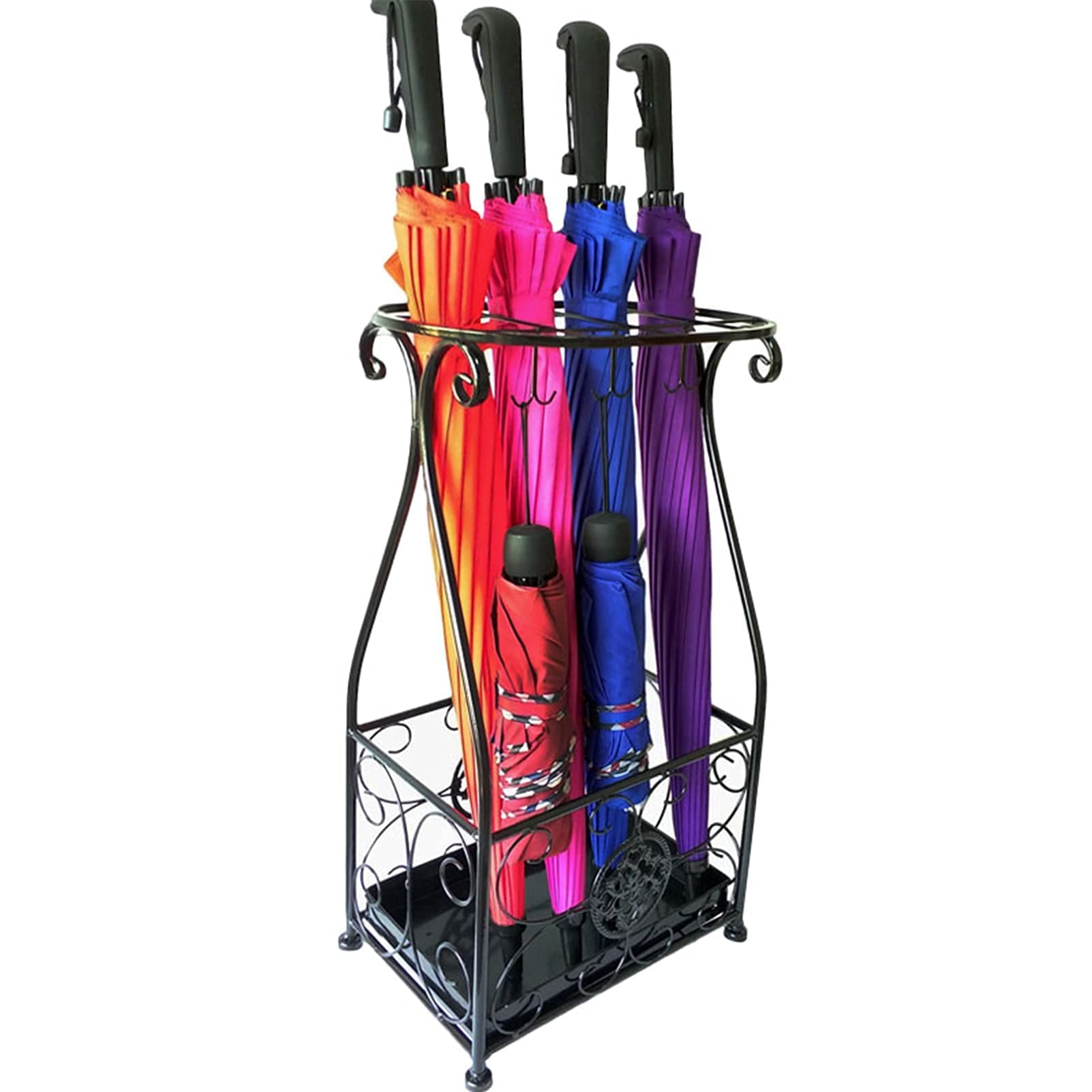 Porte-parapluies en fer forgé stable pour éviter les sols mouillés