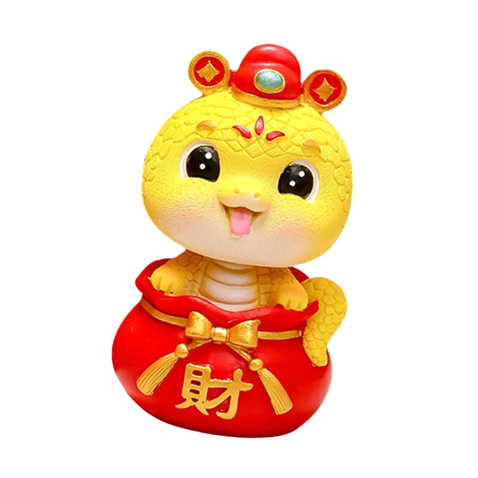 TWISAXC Desktop Centerpiece Living Room Decor | Shaking Head Snake Feng Shui Figurine Craft Chinese Snake Statue Bedrooms Desks, Eyes Open, 5.2x4.8x8.8cm