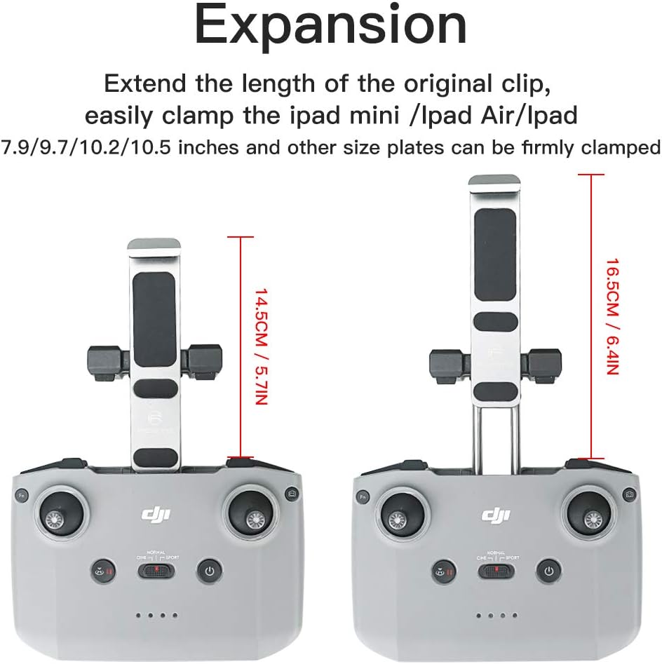 RCGEEK 10" Tablet Holder Compatible with DJI Mavic 3 / Mini 3 Pro / Mini 2 / Air 2 2S Adjustable Controller Extender Clip Mount Holder Accessory with Lanyard