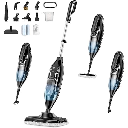 Steam Mop, 12-in-1 Powerful Handheld Steam Cleaner Detachable Steam Mops for Floor Cleaning, 565ML Removable Tank, 23FT Power Cable, MultiPurpose Steamer for Hardwood, Tile, Grout, Furniture