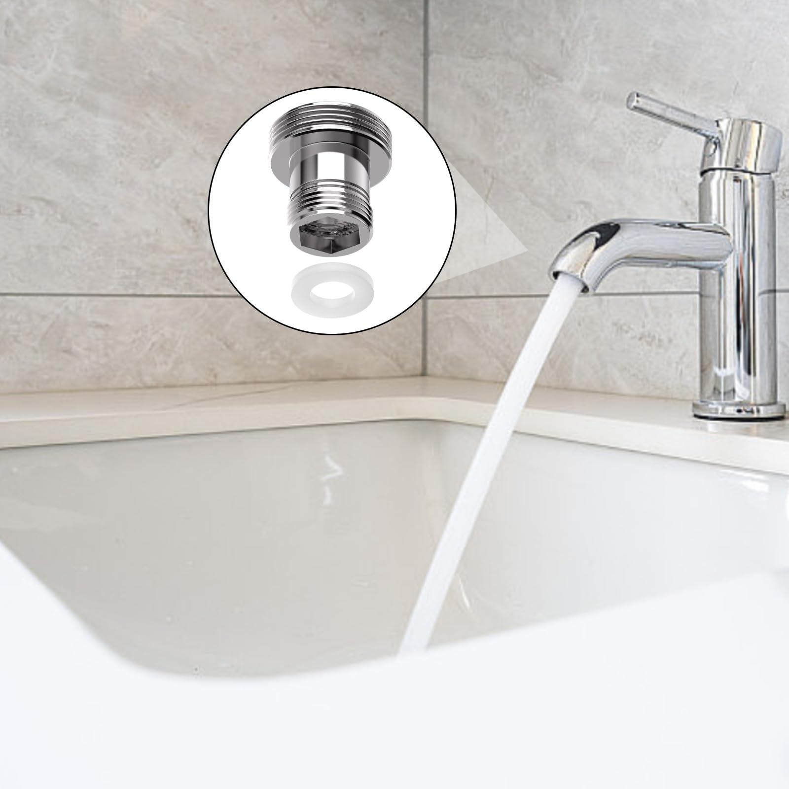 2 adattatori per rubinetto, adattatore per collegamento dell'acqua, adattatore per rubinetto M22 su M16, filettatura metrica M22 su M16, materiale in alluminio, adatto per rubinetti (argento)