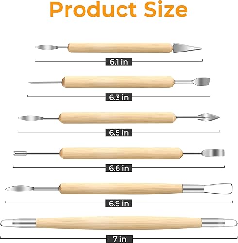 Miniatura 12 de Jetmore Paquete de 12 herramientas de arcilla, herramientas de cerámica y herramientas de escultura, cortador de arcilla de modelado de polímeros