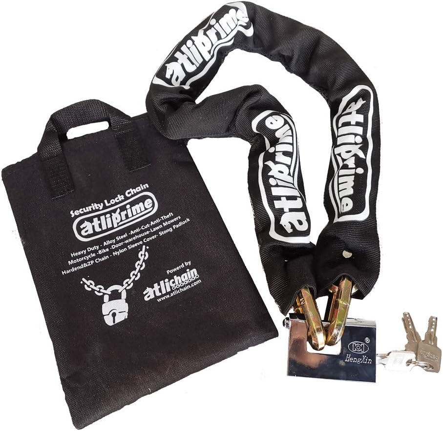 Heavy Duty Alloy Steel Anti-Cut Bicycle Security Anti-Theft Tire Lock Chain use for Scooter,Warehouse Doors, Farms, Lawn Mowers