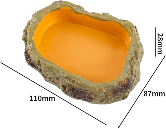 4pcs Reptile Growth Reptile Water Dish Food Bowl Set Includes 2 Food Feeder Bowl Resin 2 Feeding Tweezer Tong for Pet Tortoise Lizard Frog Gecko Snake Chameleon (A21-2)