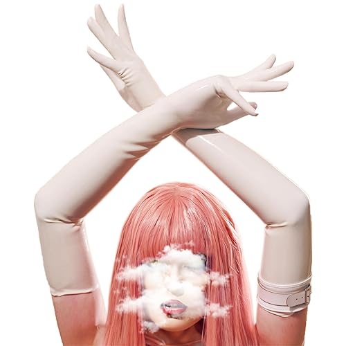 100% latex rubber gloves female fashion sexy high elastic shiny party intimate gift cos - Small - White