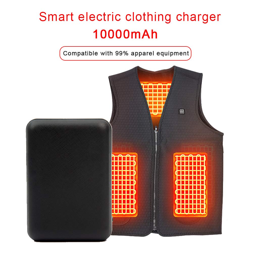 Batterie portable pour vêtements chauffants, 5 V, 2,1 A, 10 000 mAh, double chargeur portable USB pour gilet chauffant
