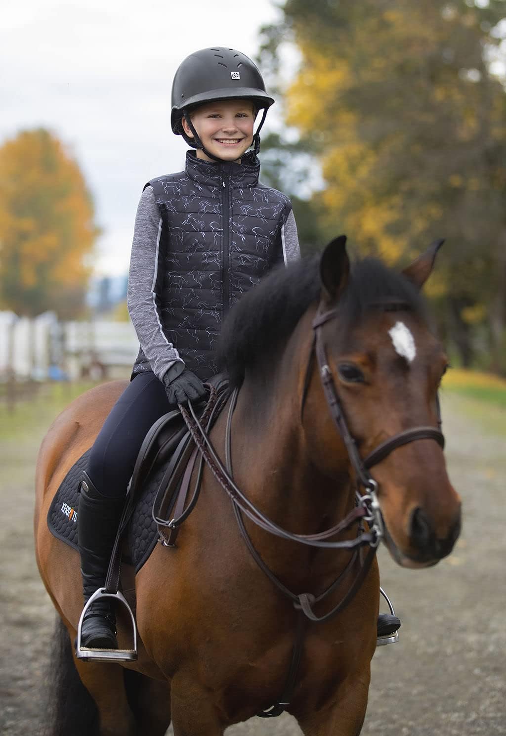 Kerrits Kids Power Stretch Fleece Knee Patch Winter Horse Riding Tights – Warm, Polartec Kids Equestrian Leggings with Pocket