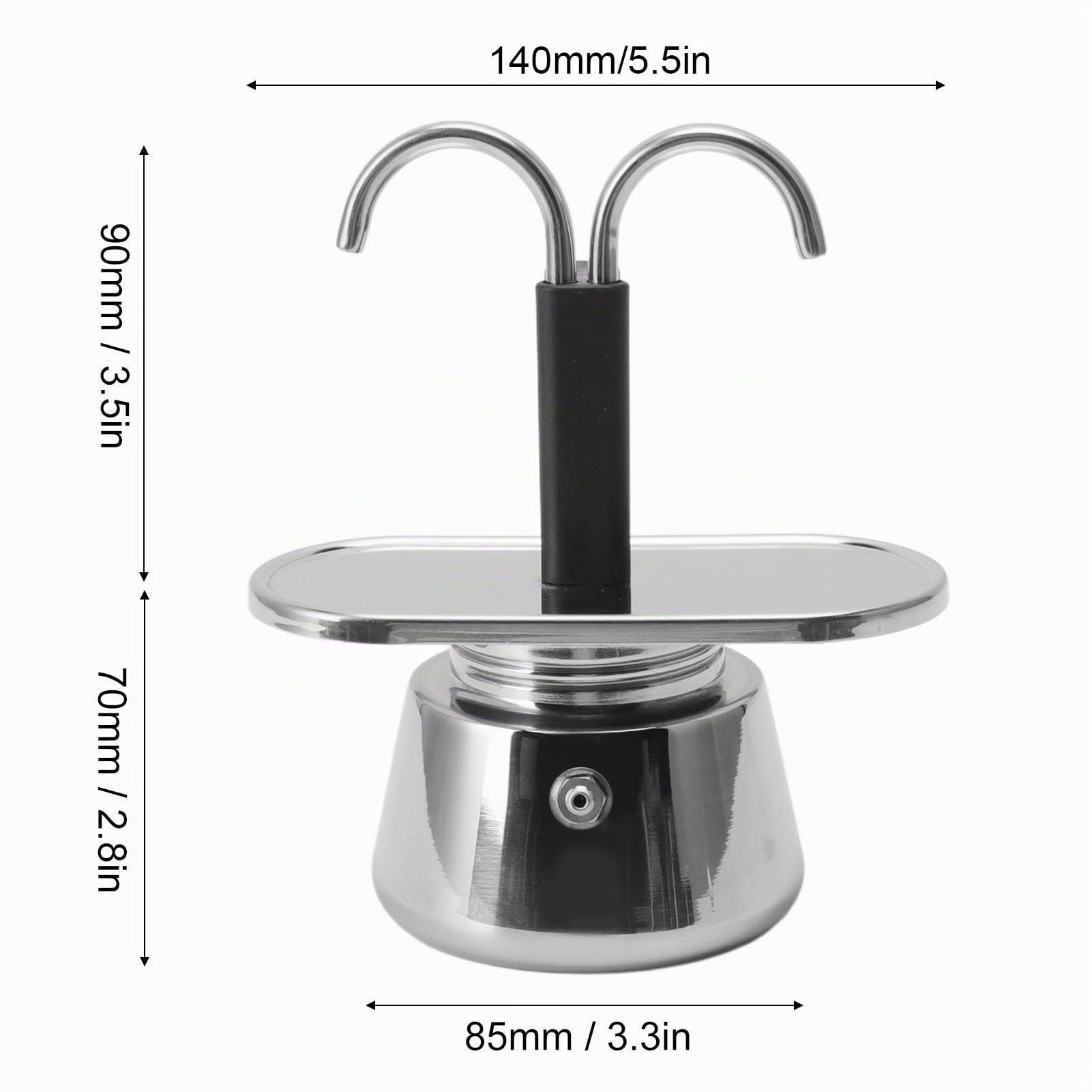 SEAFRONT Cafetera Moka de Doble Cabezal, Cafetera de Acero Inoxidable, Minicafetera de 2 Tazas para café de Conducto Italiano DIY, Juego Mini 100ML Express Moka con Cafetera DIY
