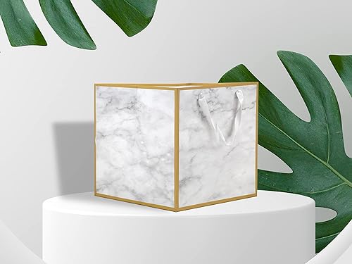 Miniatura 5 de HUAPRINT Bolsas de regalo de papel de mármol con asas, paquete de 12 bolsas de regalo cuadradas grandes de 10 x 10 x 10 pulgadas, bolsas de
