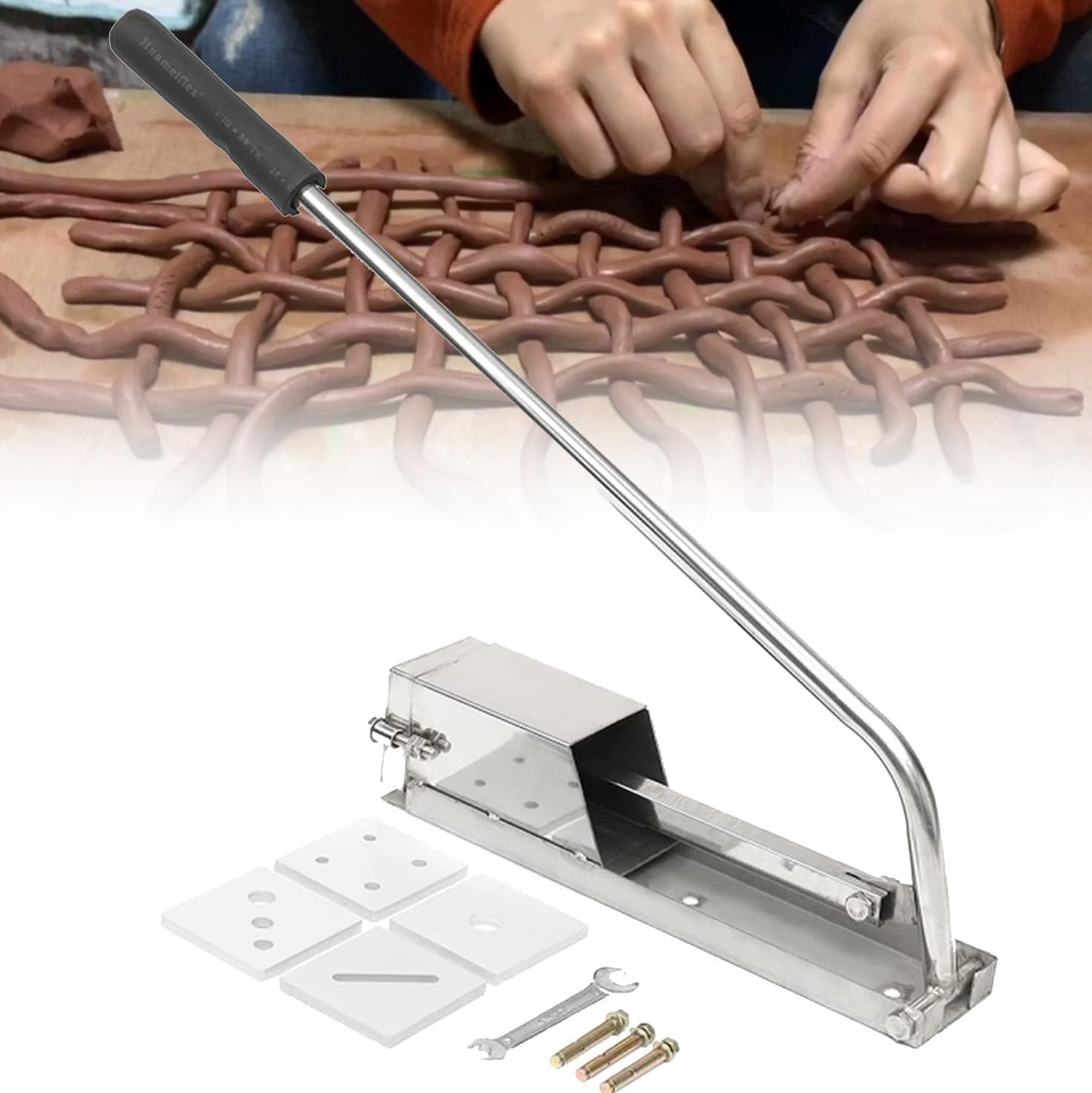 Extrusora de arcilla para manualidades, herramienta de montaje en pared para pasta de azúcar y arcilla polimérica, incluye 4 módulos intercambiables