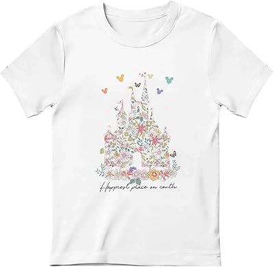 Magic Kingdom Shirts for Girls Floral Magical Castle Graphic Cute Tshirt Kids Flower Holiday Vacation Trip Tee Tops