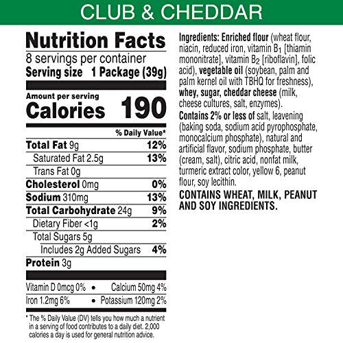 Keebler, Sandwich Crackers, Club and Cheddar, 11oz Tray (8 Count)