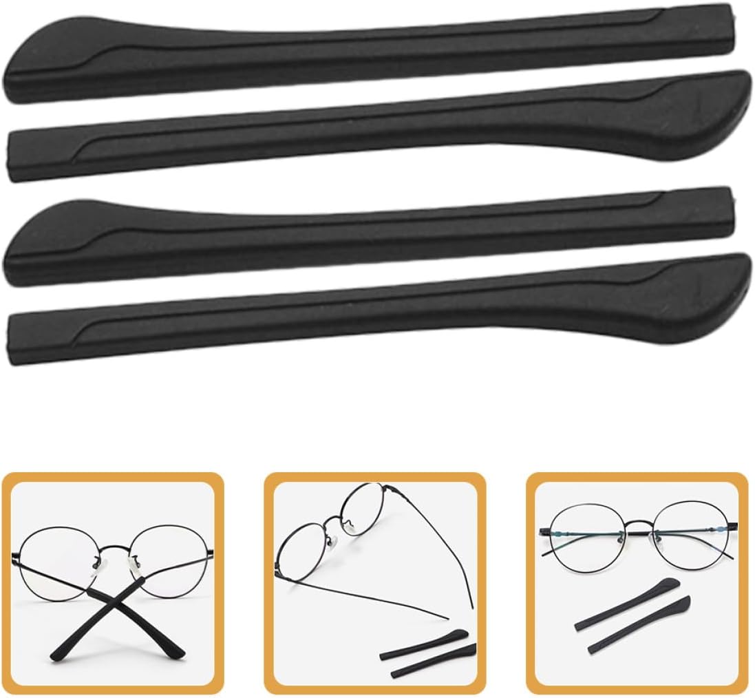 DOITOOL 20 Pcs Black Soft Silicone Glasses Ear Grips Anti-slip Eyeglass Leg Covers Replacement Temple Sleeves for Daily Eyewear Retainer and Sunglasses