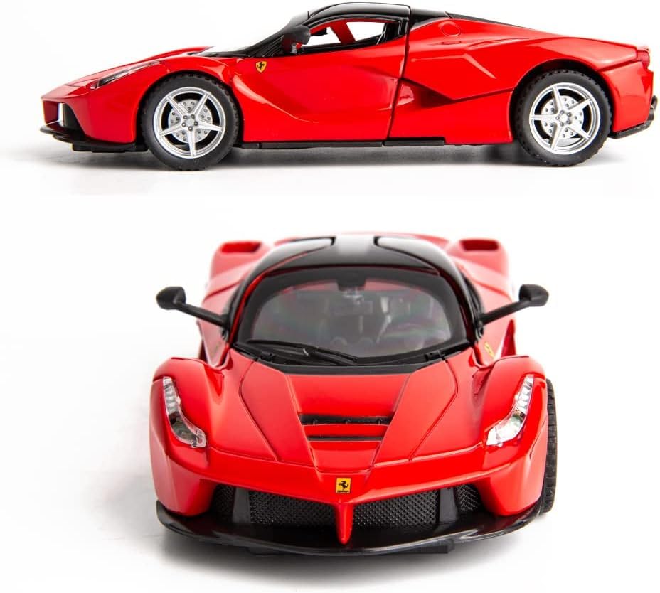 Image of 1 /32 Ferrari Race Model Car and LaFerrari Toy Car, Pull Back Vehicle Alloy Diecast Model, Openable Doors, Collectible Gift Cars for Kids (Red)