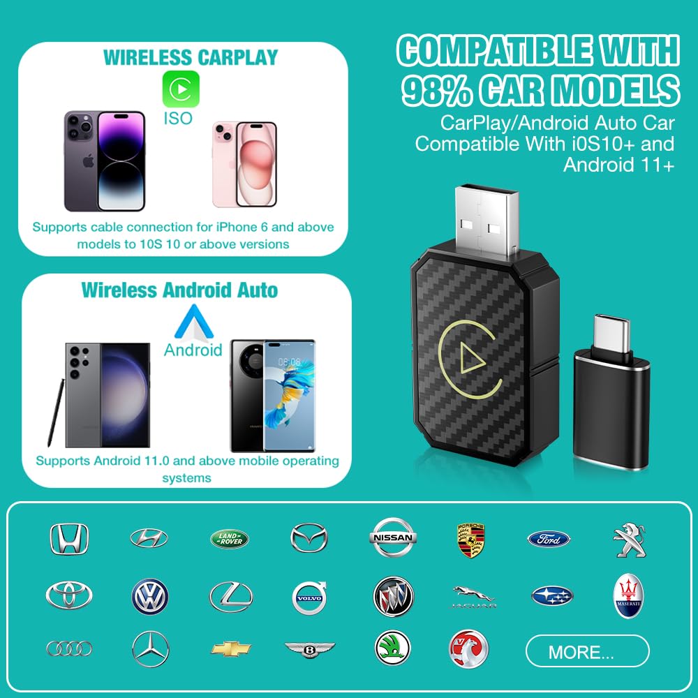 Mineup Wireless CarPlay Adapter - 2in1 Für Android Auto & CarPlay | Plug And Play Für IOS & Android