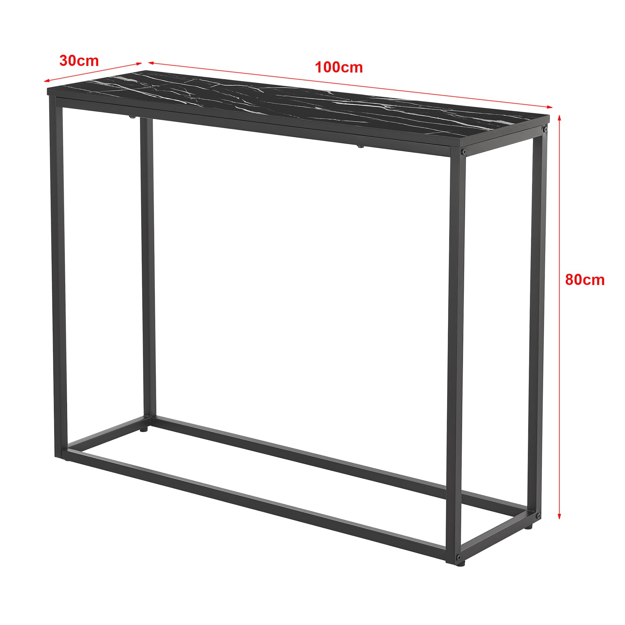 [en.casa] Konsolentisch Kittilä Sideboard 80 x 100 x 30 cm Flurtisch Beistelltisch Büro Wohnzimmer Industrial Schwarz/Marmoroptik
