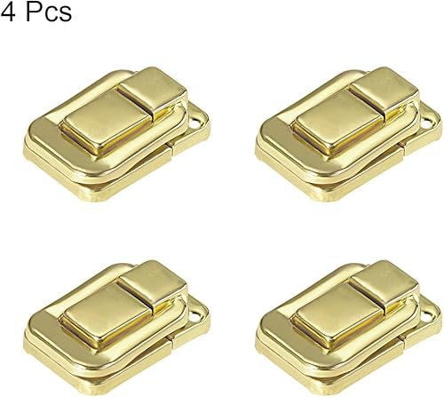 Miniatura 5 de uxcell Pestillo de palanca, 1.496 in, estilo retro, amarillo, decorativo, caja de joyería, maleta, con tornillos, paquete de 4