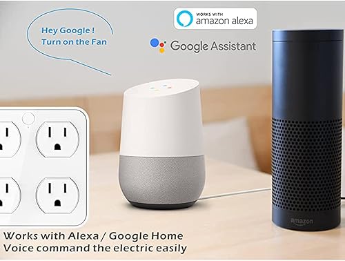 Miniatura 5 de Enchufe inteligente de pared inalámbrico, protector de sobretensiones, extensor de 4 salidas con 4 puertos de carga USB, compatible con Alexa Google