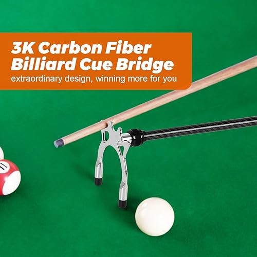 Miniatura 5 de Palo de puente retráctil de fibra de carbono 3K con cabezales de puente de metal extraíbles, soporte profesional de billar con bolsa de