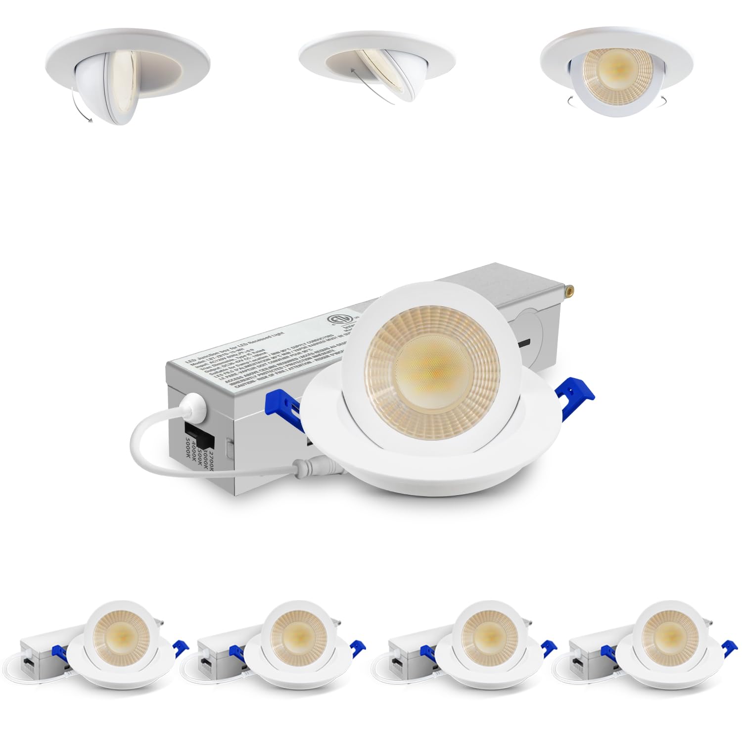 Adetu 2' Gimbal LED Recessed Light 4-Pack