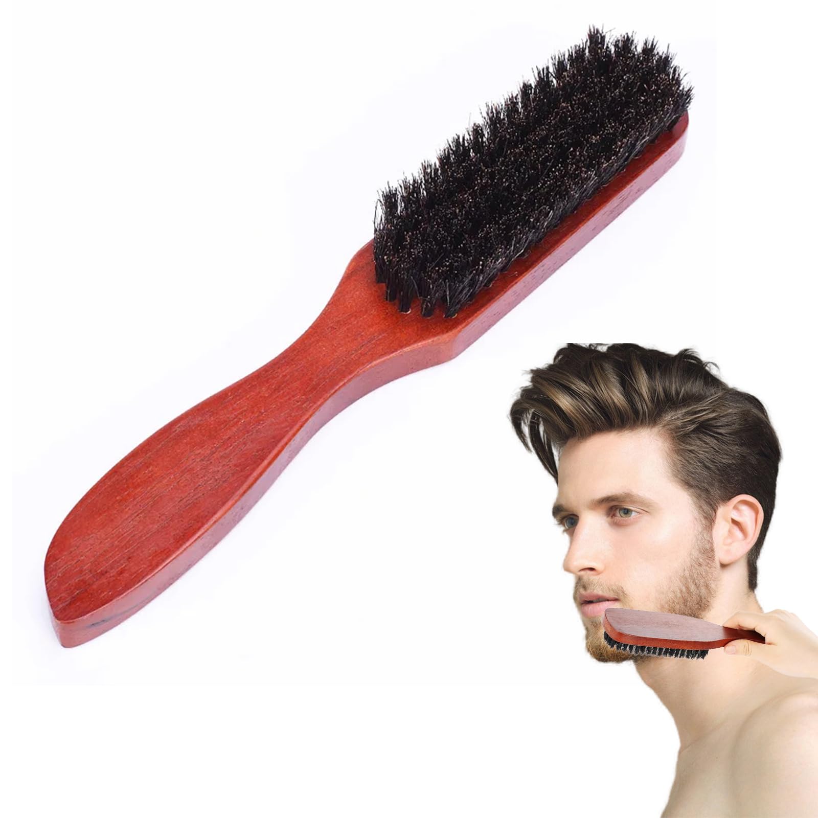 Big Bargain Store Beard Brush, Boar Bristle Brush for Men and Women, Long Handle Beard Brush for Grooming Styling, Stiff Bristles Hairbrush for Beard Styling