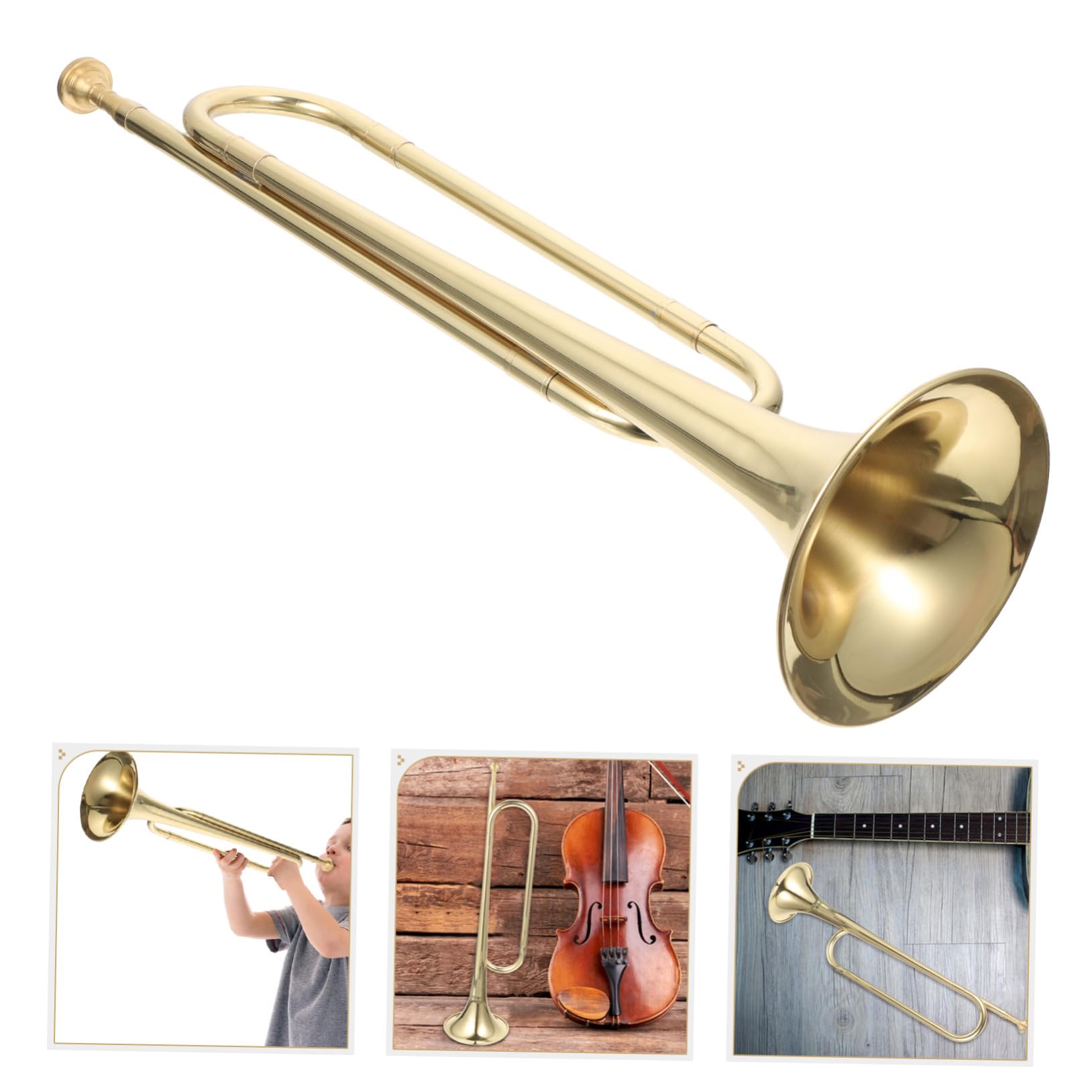 UKCOCO Instrumento Musical de Latón Dorado Trompeta Diseño Creativo y Decoración Artística Infantil Adecuado para Principiantes y Estudiantes