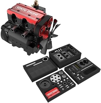 LETDIYMOC Engine Model Kit التي تعمل للبالغين ، L2 Mini Engine ST-NF2 7cc مضمّن ثنائي الأسطوانات رباعي الأشواط مبرد بالهواء بالكامل محرك بناء مجموعة ألعاب فيزياء المحرك للمعلمين - DIY Assembly Kit