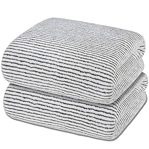 Oversized 2Pack Bath Sheet 35 x 70 Inches Soft Highly Absorbent Bath Towels Extra Large Fluffy Microfiber Coral Shower Towels for Bathroom, Hotel, or Spa (70″ x 35″) (Gray White Stripe)