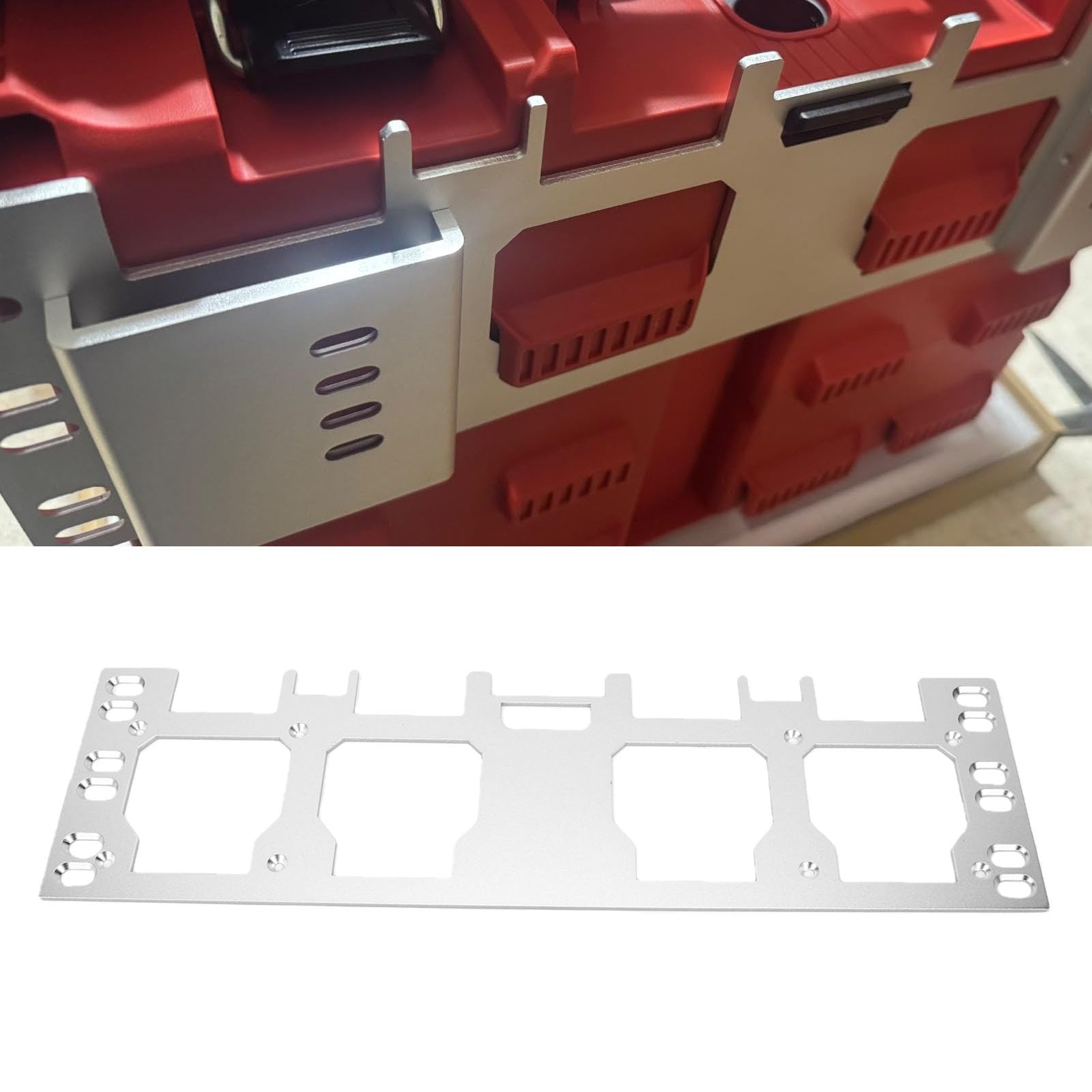 Yctze Caja de Herramientas Placa de Montaje de Almacenamiento Lateral Soporte de Montaje Frontal para Paquete con Ranura de Bloqueo de Aleación de Aluminio de Alta Resistencia y Fácil