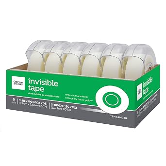 Office Depot Brand Invisible Office Tape, 3/4 x 900, Clear, Pack Of 6