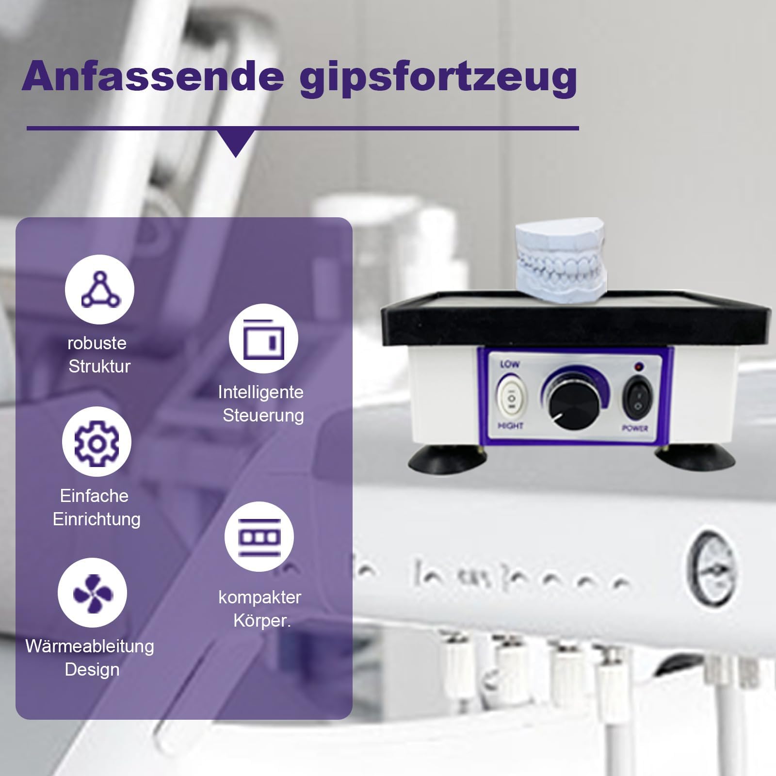 Gips-rüttelplatte, Quadratischer Dental-Oszillator, kleine Vibrationsplatte, Einstellbarer Kleiner Vibrator, Geeignet für Zahnmedizin, Labore und Kleine Handwerkliche Materialien.