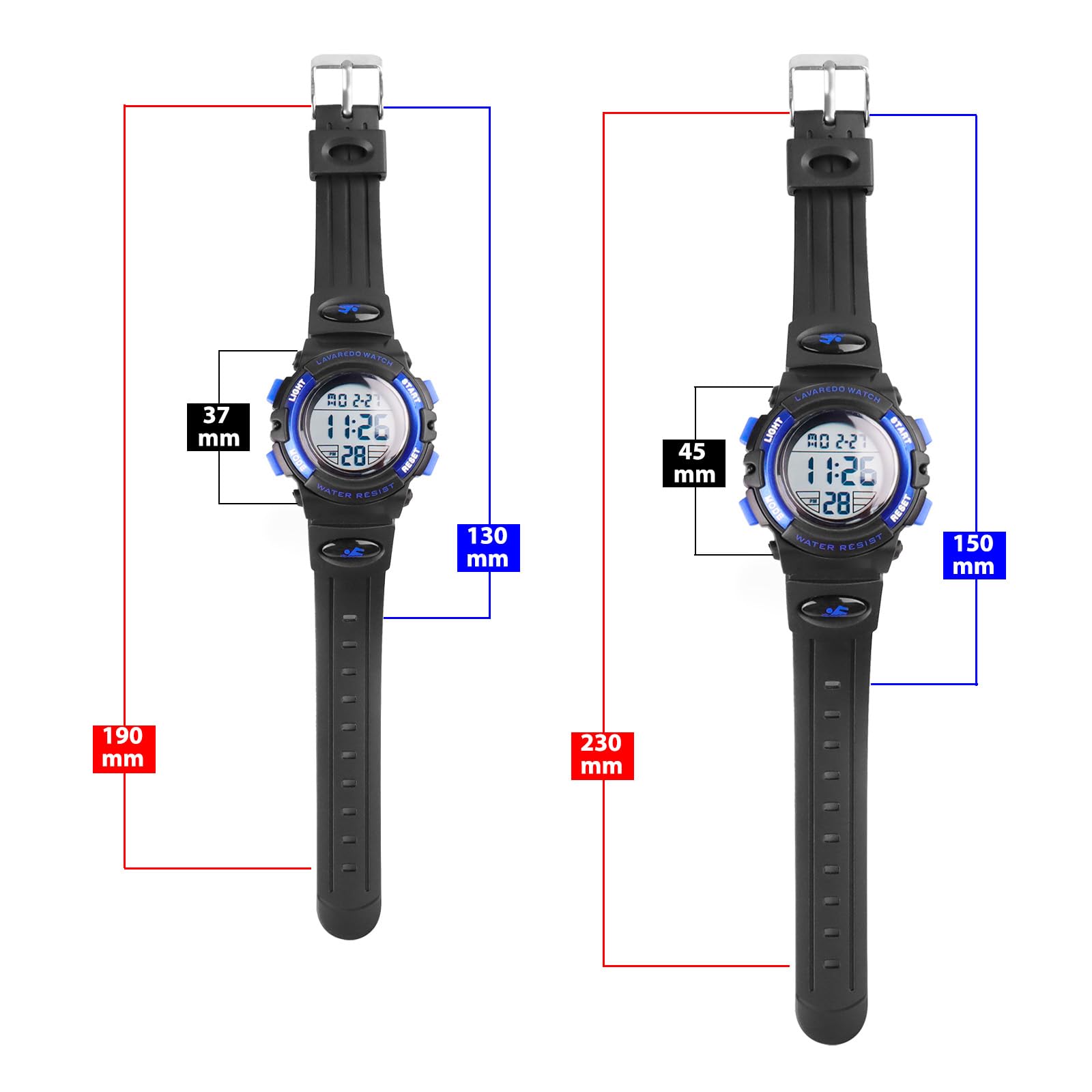 aswan watch Montre Digitale Enfant avec Chronomètre, Eclairage, Alarme, Calendrier-Montres Sport pour Fille Garcon avec Bracelet en Silicone-S/M