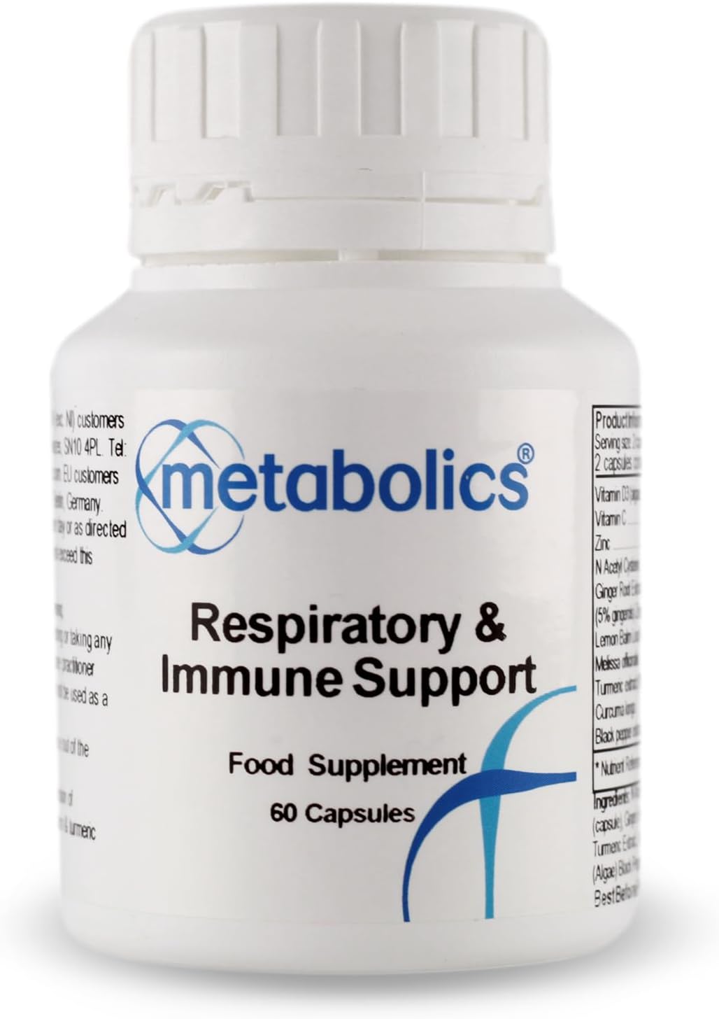 Metabolics Respiratory and Immune Support – 60 Vegan Capsules | Botanical Extracts, Vitamins C & D3, Zinc | Supports Respiratory Health & Immune Function | Additive-Free | UK Made