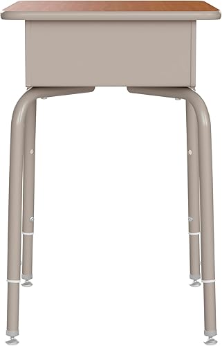 Miniatura 35 de EMMA + OLIVER Buckley - Escritorio para estudiantes, parte superior con acabado de granito sintético gris, marco de metal plateado, caja frontal